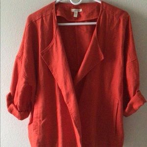 Eileen Fisher Heavy Organic Linen Jacket Orange Blazer